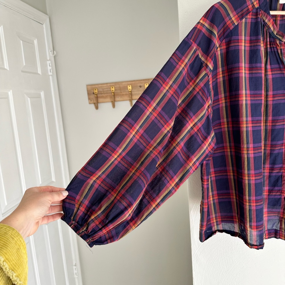 The Great. Melody Candy plaid button down blouse sz: 3/US Large - Picture 3 of 7